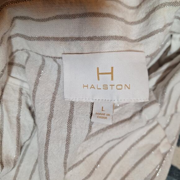 Halston Linen blend striped lightweight blazer jacket 3/4th business casual - Picture 7 of 7